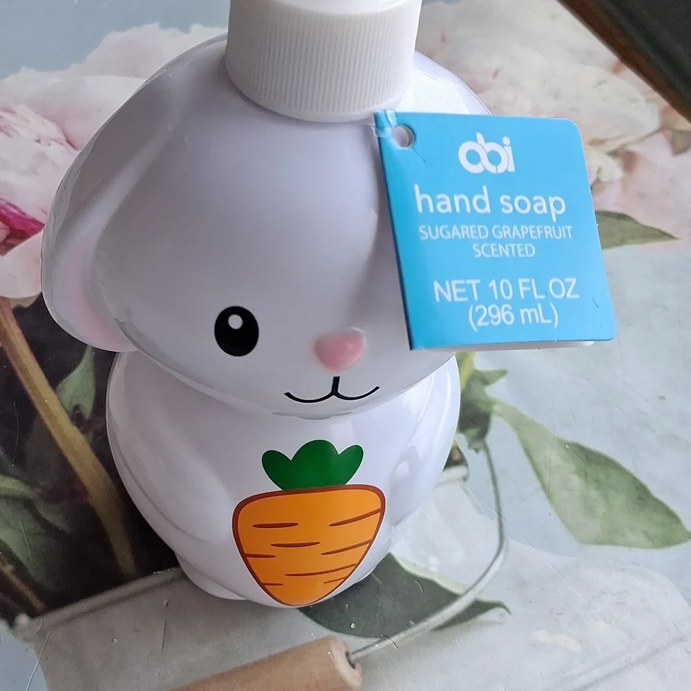Easter Bunny Hand Soap Pump Dispenser Holding Carrot